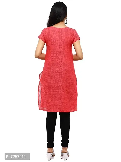 RANU Stylish Women's Cotton Dobby Short Sleeve Kurta Top for Girls Printed Dress Material Size XS to 5XL Orange-thumb5