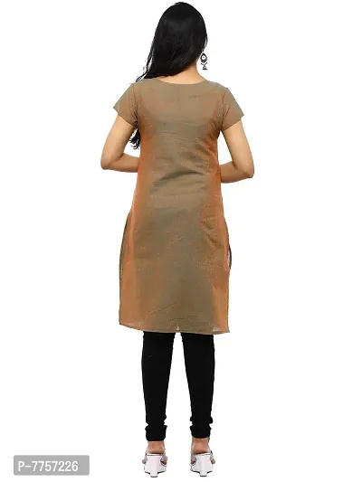 RANU Stylish Women's Cotton Dobby Short Sleeve Kurta Top for Girls Printed Dress Material Size XS to 5XL Mustard Golden Color-thumb5