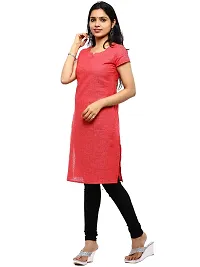 RANU Stylish Women's Cotton Dobby Short Sleeve Kurta Top for Girls Printed Dress Material Size XS to 5XL Orange-thumb3