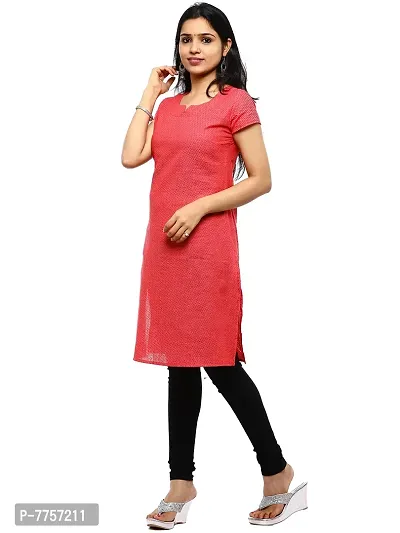 RANU Stylish Women's Cotton Dobby Short Sleeve Kurta Top for Girls Printed Dress Material Size XS to 5XL Orange-thumb4