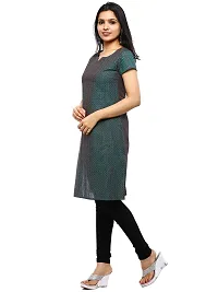 RANU Stylish Women's Cotton Dobby Short Sleeve Kurta Top for Girls Regular Printed Dress Material Size XS to 5XL Electric Green-thumb3