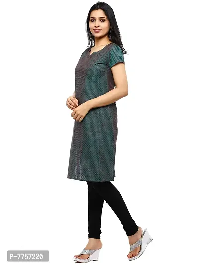 RANU Stylish Women's Cotton Dobby Short Sleeve Kurta Top for Girls Regular Printed Dress Material Size XS to 5XL Electric Green-thumb4