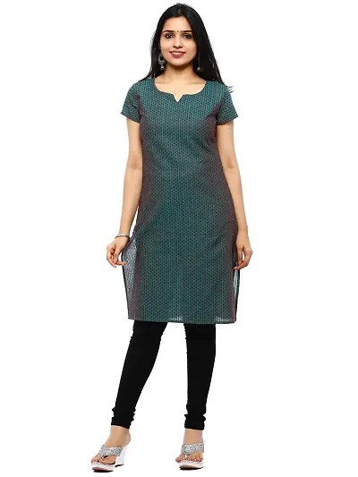 RANU Stylish Women's Dobby Short Sleeve Kurta Top for Girls Regular Dress Material Size XS to 5XL Electric