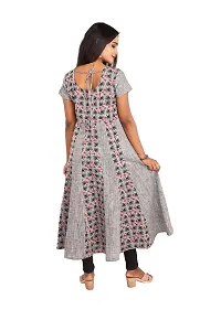 RANU Stylish Women's 100% Cotton Anarkali Short Sleeve Kurta Top for Girls Regular Plain Dress Material Size S to XXL Grey-thumb2