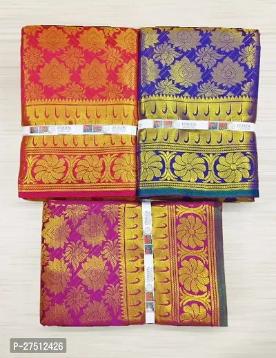 Pack of 3 Kanjivaram Silk Brocade Saree With Blouse Piece