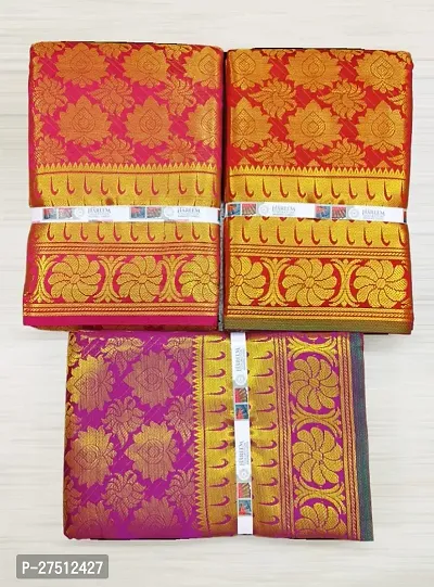 Pack of 3 Kanjivaram Silk Brocade Saree With Blouse Piece