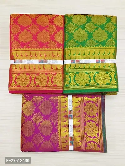 Pack of 3 Kanjivaram Silk Brocade Saree With Blouse Piece