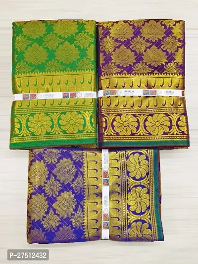 Pack of 3 Kanjivaram Silk Brocade Saree With Blouse Piece