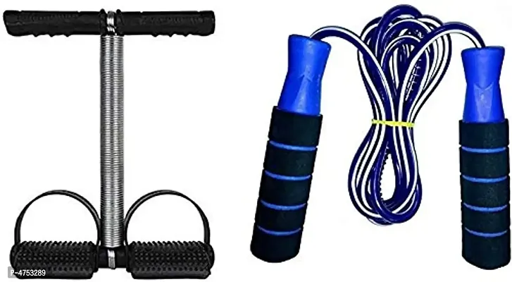 SINGLE SPRING TUMMY TRIMMER COMBO WITH BARRING SKIPPING ROPE-thumb0