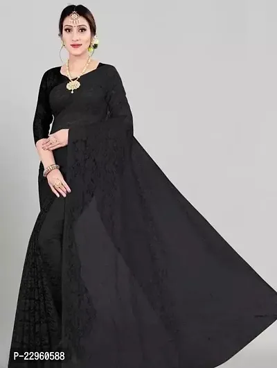 Saree Black Net With Blouse Piece-thumb0