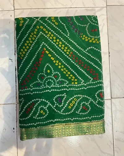 Rajwadi Bandhani Georgette Lace Border Sarees With Blouse Piece