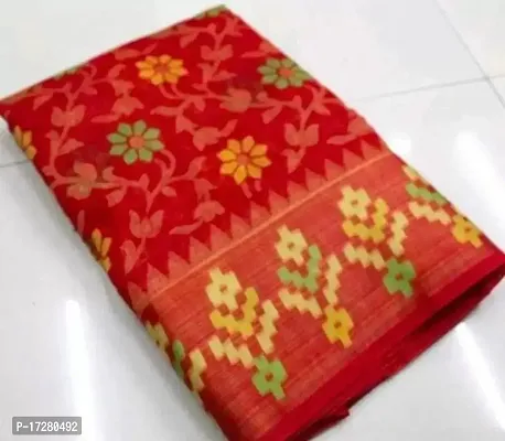 Beautiful Cotton Floral Saree with Running Blouse For Women