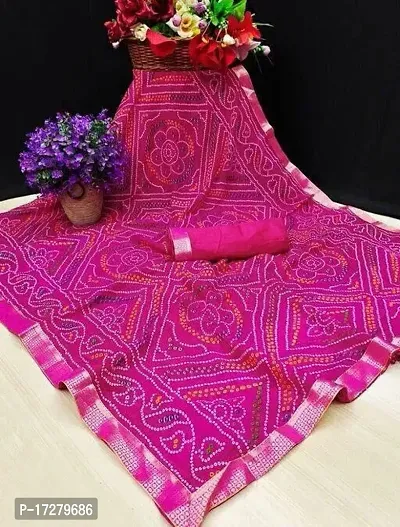 Beautiful Georgette Bandhani Saree with Running Blouse For Women