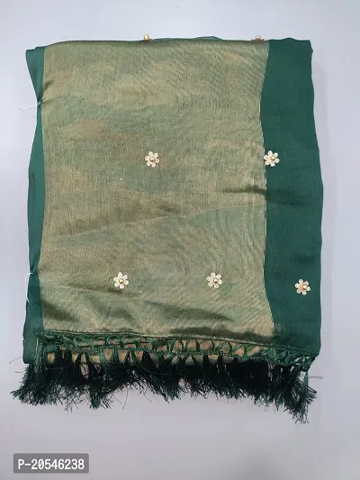 Elegant Green Chiffon Moti Saree with Blouse Piece For Women-thumb0