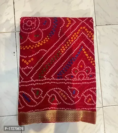 Beautiful Georgette Bandhani Saree with Running Blouse For Women