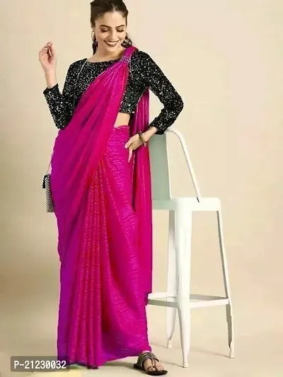 Elegant Georgette Rani Pink Saree With Blouse Piece For Women