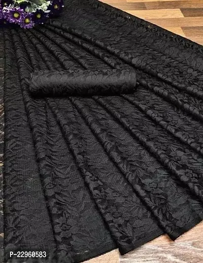 Saree Black Net With Blouse Piece