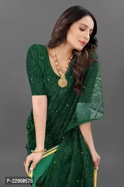 Saree Green Net With Blouse Piece
