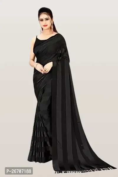 Stylish Black Georgette Saree With Blouse Piece For Women-thumb0
