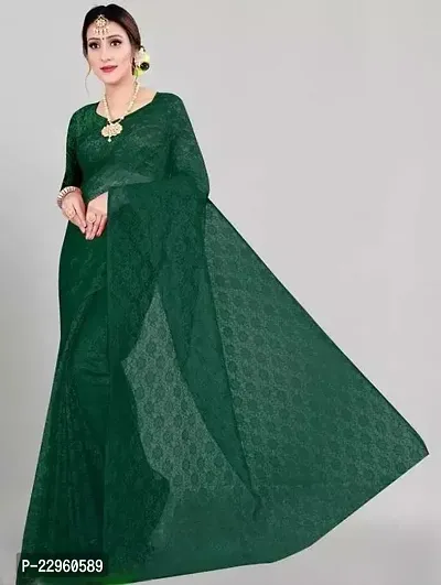 Saree Green Net With Blouse Piece