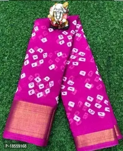 Trendy Zari Pure Cotton Bandhni Sarees