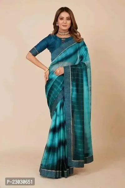 Saree NavyBlue Chiffon With Blouse Piece-thumb0