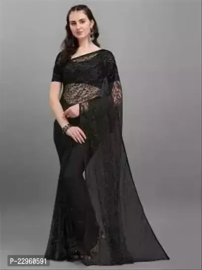 Saree Black Net With Blouse Piece