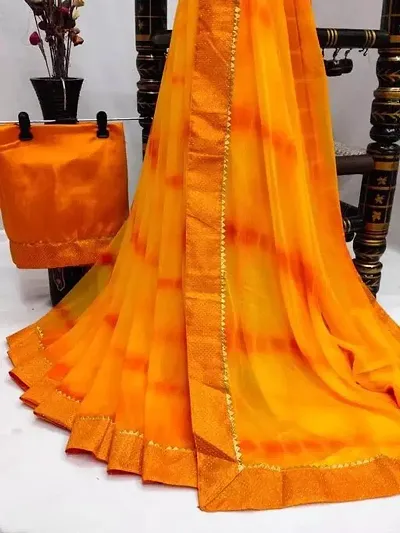 Printed Art Silk Lace Border Sarees with Blouse Piece