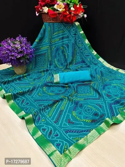 Beautiful Georgette Bandhani Saree with Running Blouse For Women