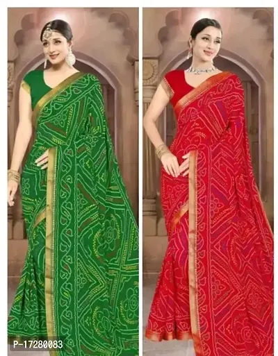 Beautiful Georgette Bandhani Saree with Running Blouse For Women- Pack Of 2-thumb0