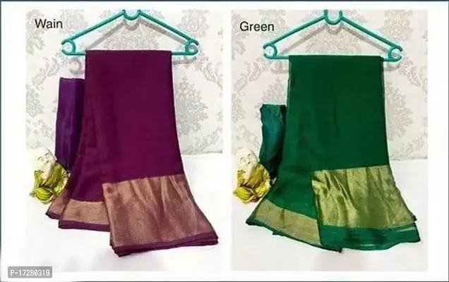 Beautiful Chiffon Embellished Saree with Separate Blouse Piece For Women- Pack Of 2