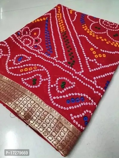 Beautiful Georgette Bandhani Saree with Running Blouse For Women