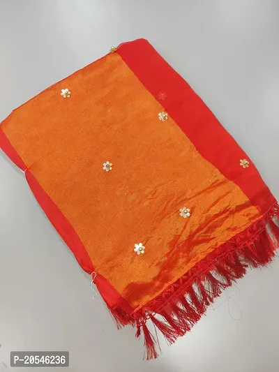 Elegant Red Chiffon Moti Saree with Blouse Piece For Women-thumb0