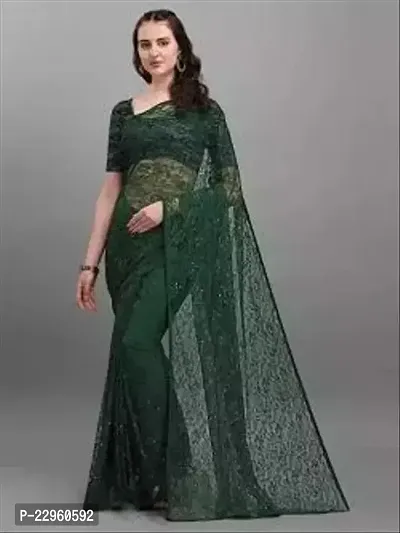 Saree Green Net With Blouse Piece