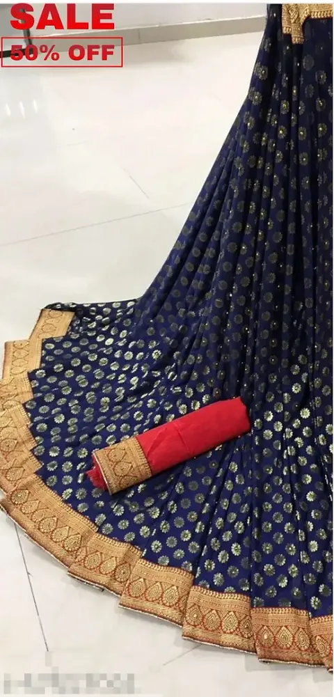 Trendy Poly Silk Printed Saree with Blouse piece