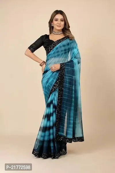 Stylish Fancy Designer Silk Blend Saree With Blouse Piece For Women-thumb0