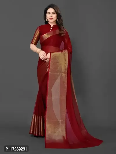 Beautiful Chiffon Embellished Saree with Separate Blouse Piece For Women-thumb0