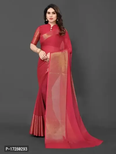 Beautiful Chiffon Embellished Saree with Separate Blouse Piece For Women-thumb0