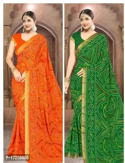 Beautiful Georgette Bandhani Saree with Running Blouse For Women- Pack Of 2