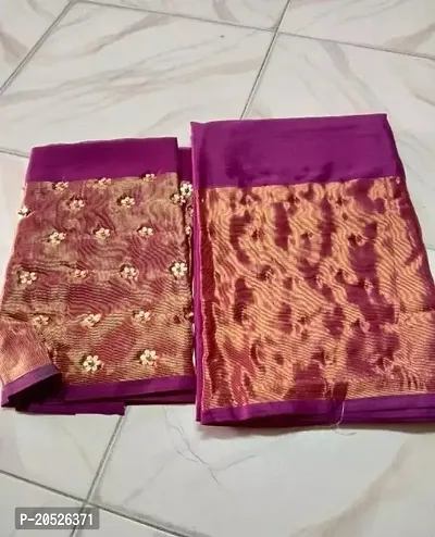 Stylish Chiffon Wine Zari Saree with Blouse piece For Women