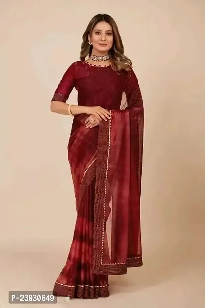 Casual Wear Ladies Plain Maroon Chiffon Saree, With Blouse Piece at Rs  200/piece in Delhi