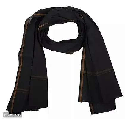 Stylish Pure Cotton Black Scarves For Men-thumb0