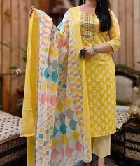 Classic Rayon Printed Kurta, Bottom and Dupatta Set for Women-thumb2