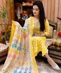 Classic Rayon Printed Kurta, Bottom and Dupatta Set for Women-thumb3