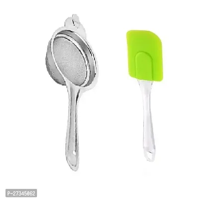 Stainless Steel Tea Strainer And Silicone Big Spatula Only Pack Of 2