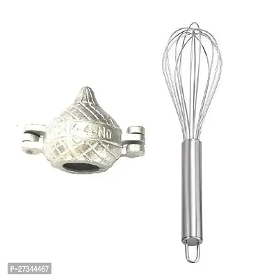 Aluminum Modak Mold Sancha With Stainless Steel Egg Beater Whisk Pack Of 2-thumb0