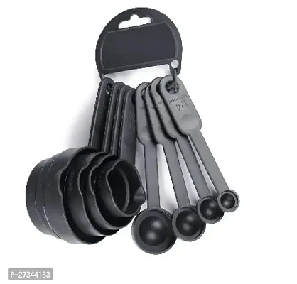 8 Plastic Black Measuring Cup And Spoon Set Pack Of 1-thumb0