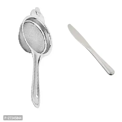 Stainless Steel Tea Strainer And Stainless Steel Dinner Butter Knives With Pearled Edge Pack Of 2