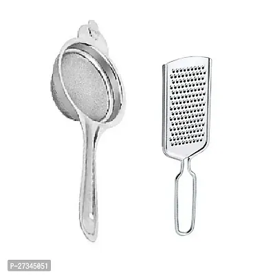 Stainless Steel Tea Strainer With Stainless Steel Cheese Grater Pack Of 2