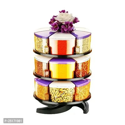 360deg; Spice Rack Set of 18 Piece 3  Layer Spice Set -Plastic (White and Purple -18 )